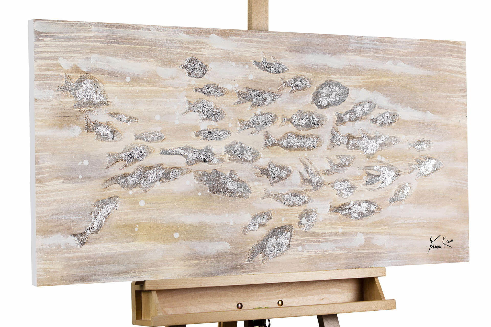 ACRYLBILD HANDGEMALT 100/50 cm - Beige, Holz/Textil (1.44/50cm) - KUNSTLOFT