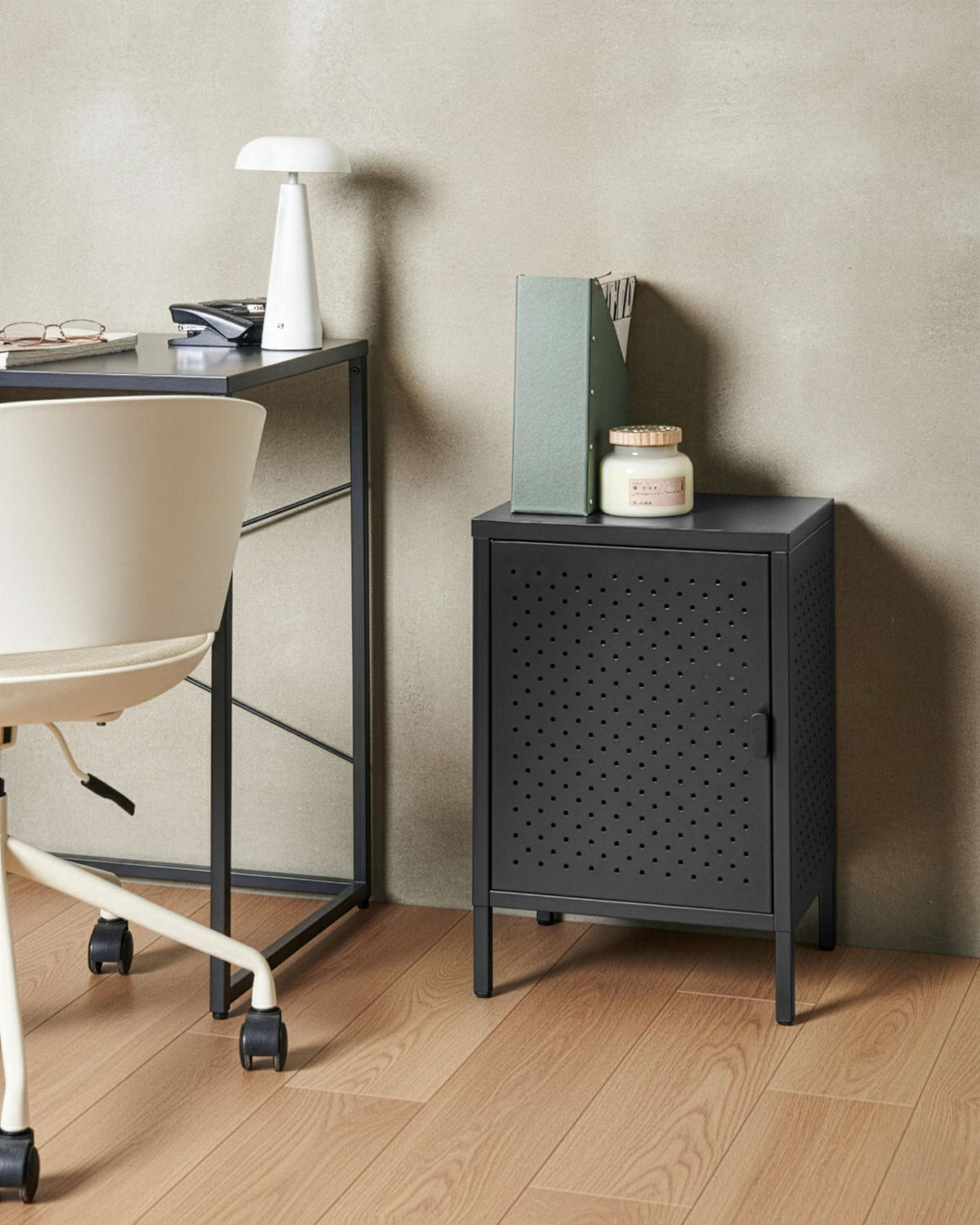 BÜROSCHRANK Metall Schwarz Mataur - Schwarz, Metall (40/57/30cm) - Beliani