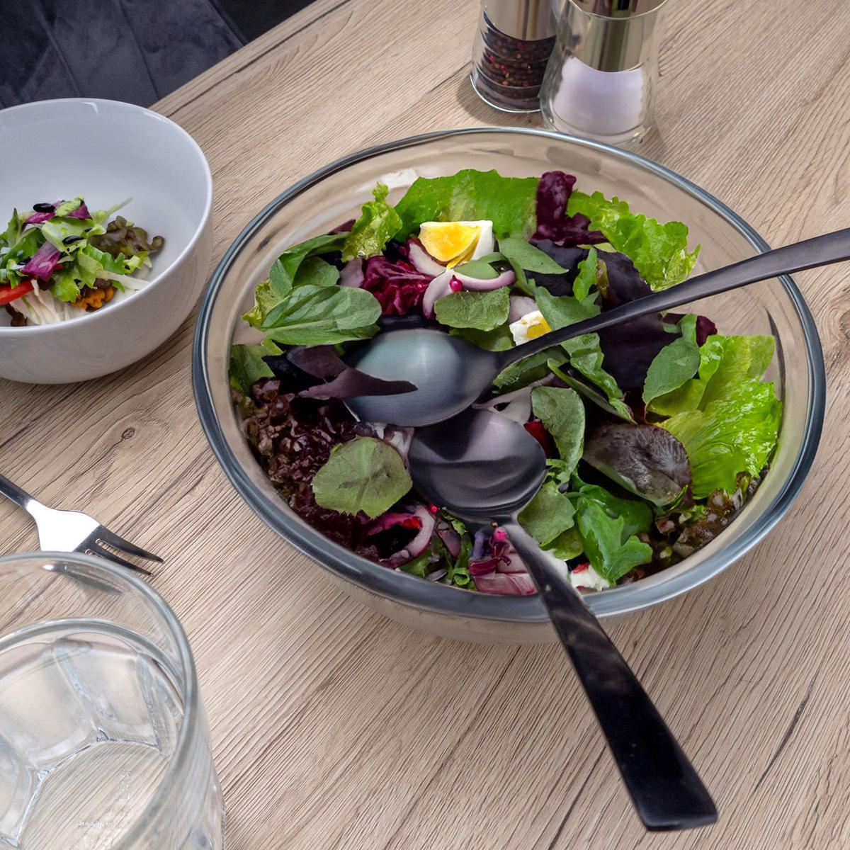 SALATBESTECK 2er-Set Edelstahl 18/0 - Schwarz, Metall - Intirilife