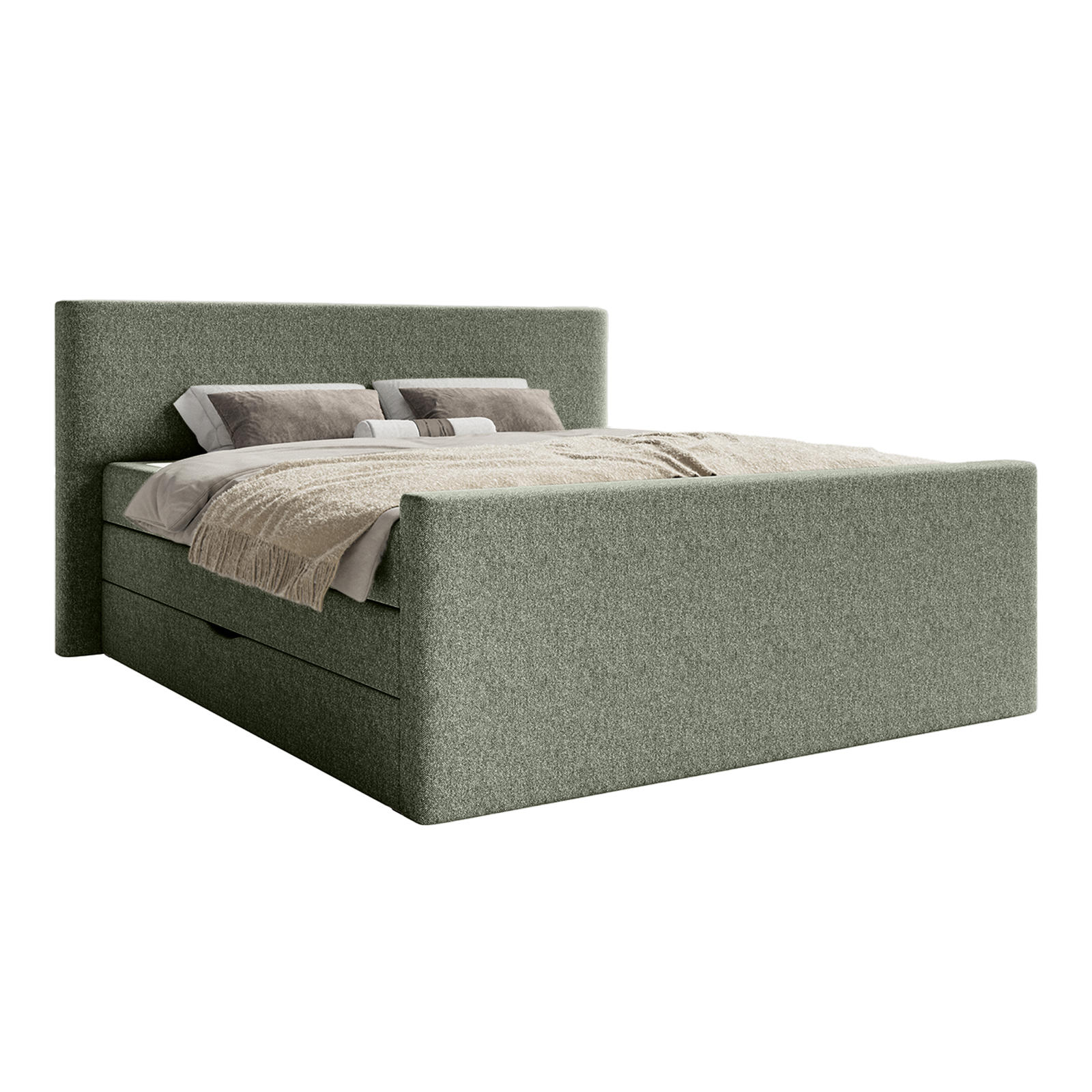 BOXSPRINGBETT VELIPOJA EASY CLEAN 140x200 cm, Olive - Olivgrün, Textil (140/200cm) - Fedve
