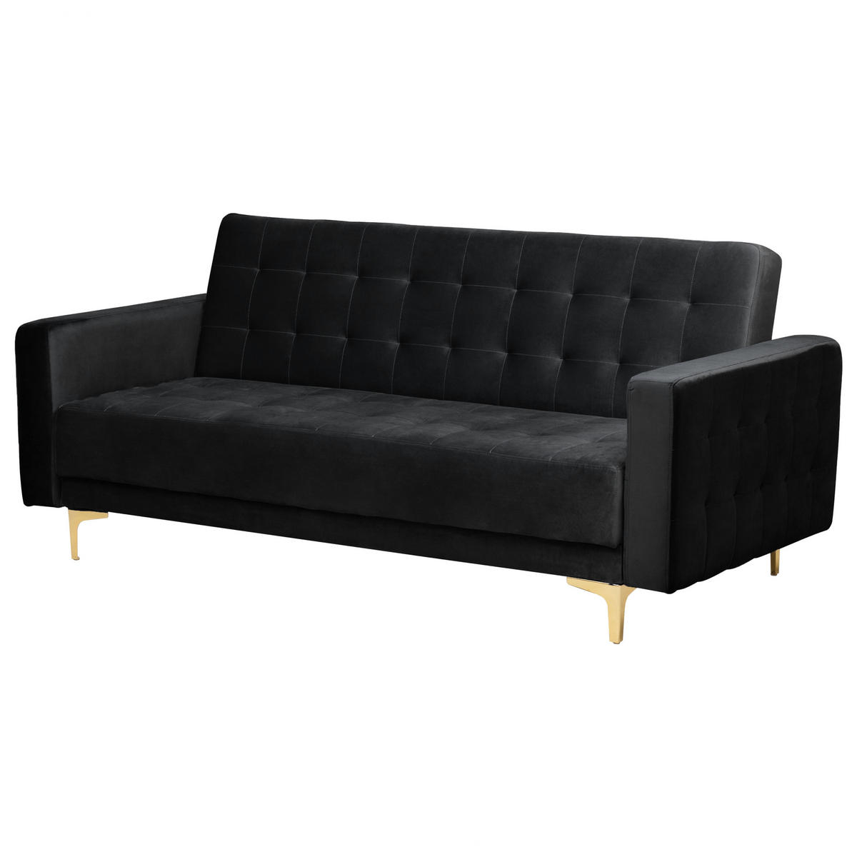 3-SITZER-SCHLAFSOFA Samtstoff Schwarz Aberdeen - Schwarz, Textil (186/83/88cm) - Beliani