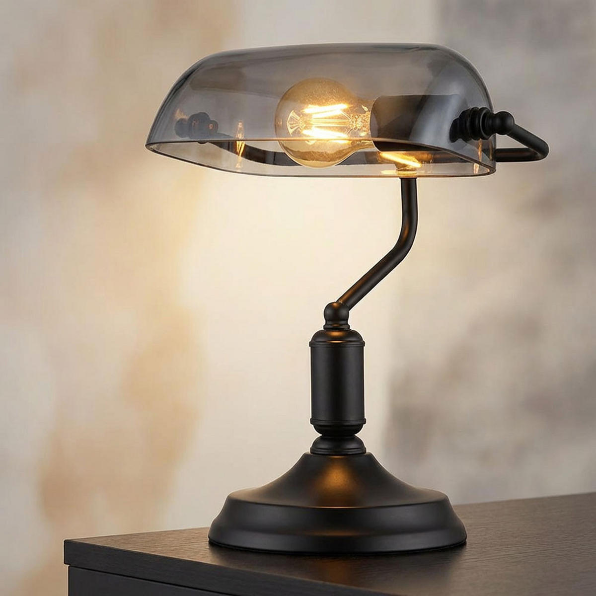 LED TISCHLEUCHTE Antique Schwarz - Schwarz, Glas (25/18/32cm) - Globo Lighting