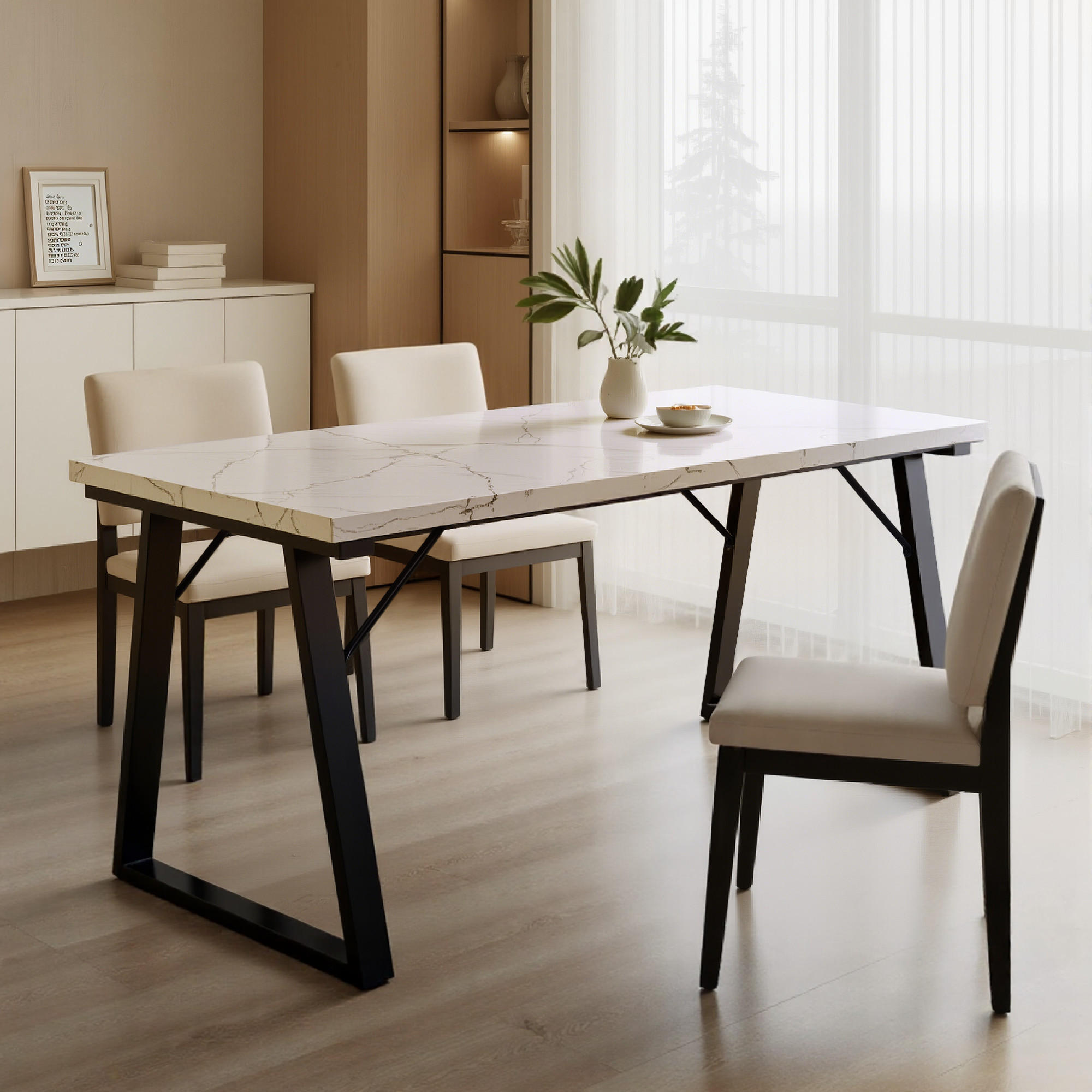 ESSTISCH in Holz, Metall 140/80/75cm - Schwarz/Weiß, Holzwerkstoff (80/140/75cm) - HOMAVO