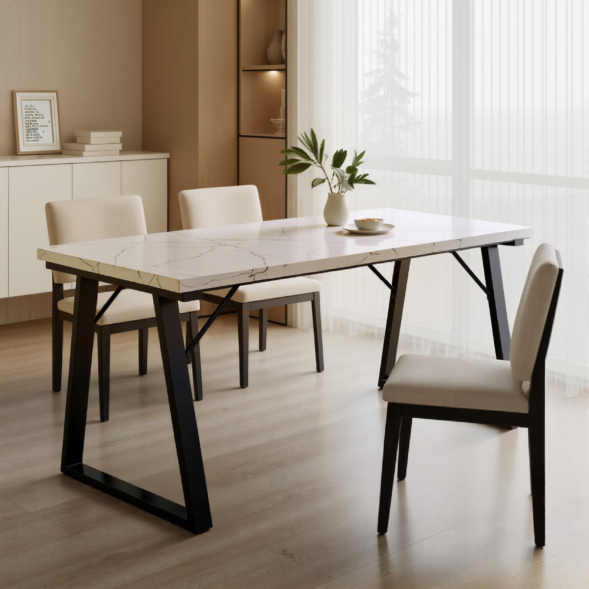 ESSTISCH in Holz, Metall 140/80/75cm - Schwarz/Weiß, Holzwerkstoff (80/140/75cm) - HOMAVO