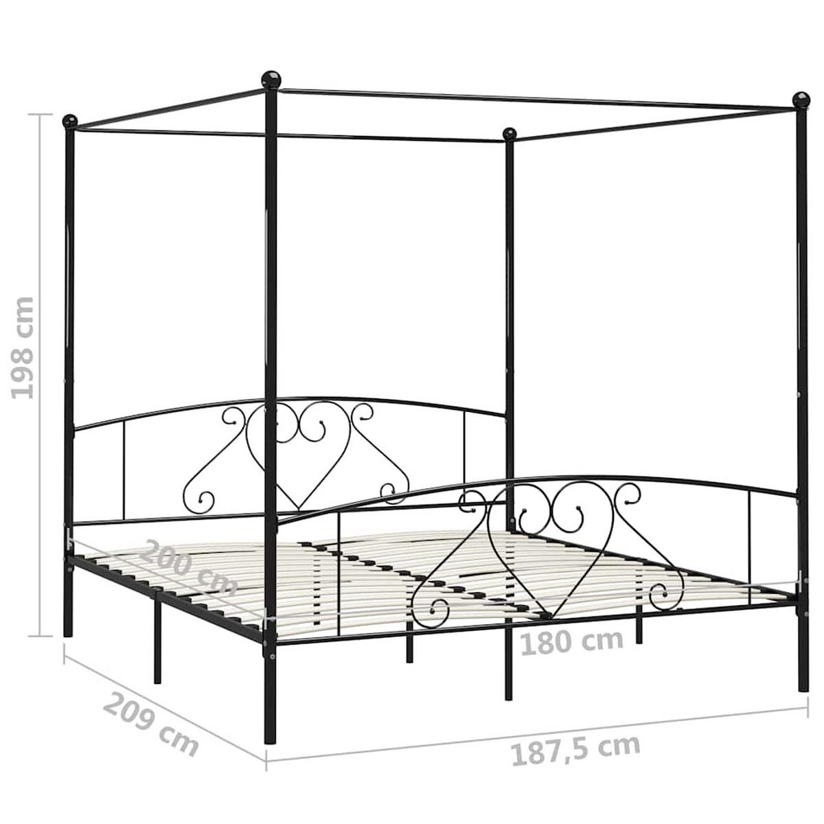 HIMMELBETT-GESTELL 180/200 Cm Metall Schwarz - Schwarz, Metall (180/200cm) - vidaXL