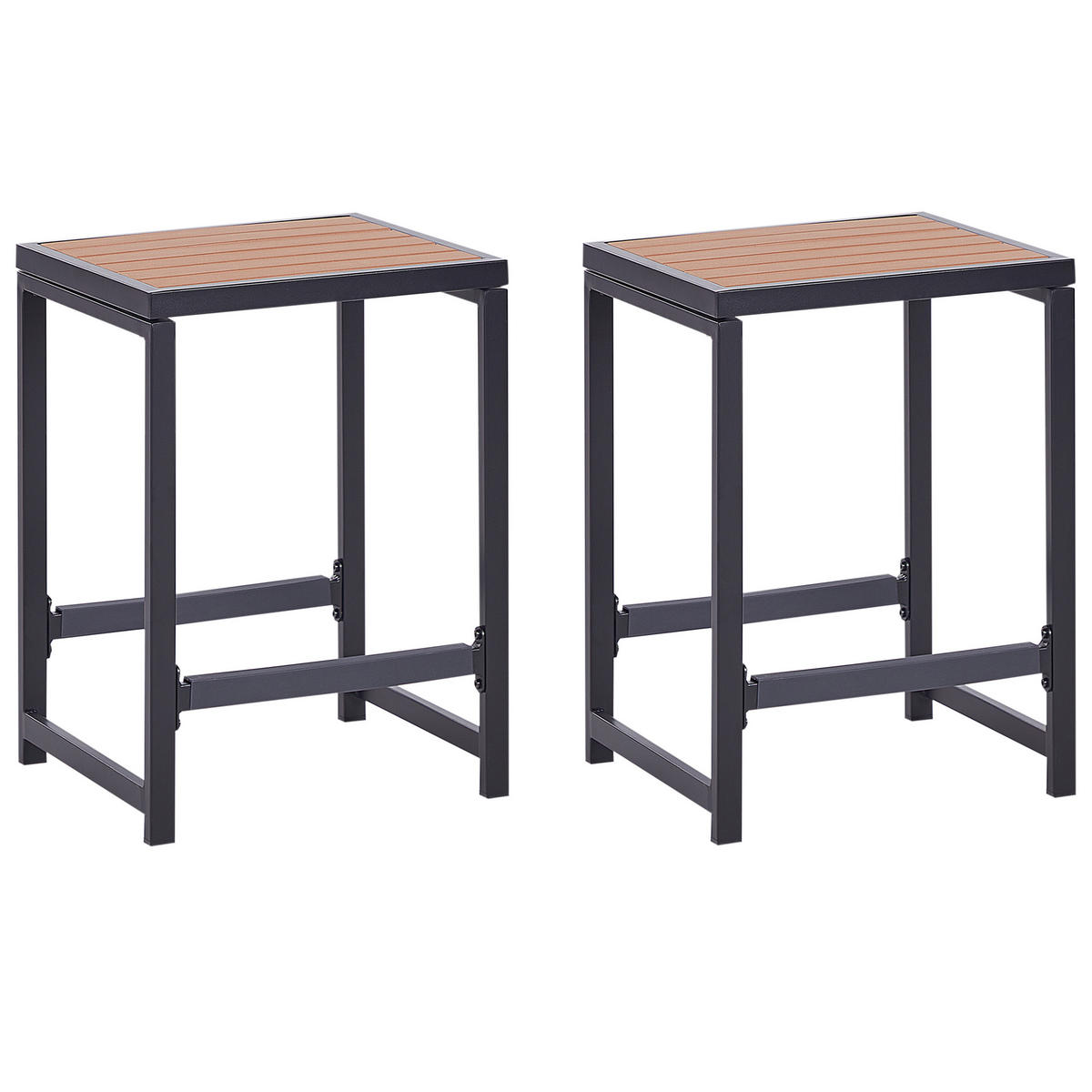 GARTENSTUHL Schwarz Avetrana - Hellbraun/Schwarz, Metall (40/61/38cm) - Beliani