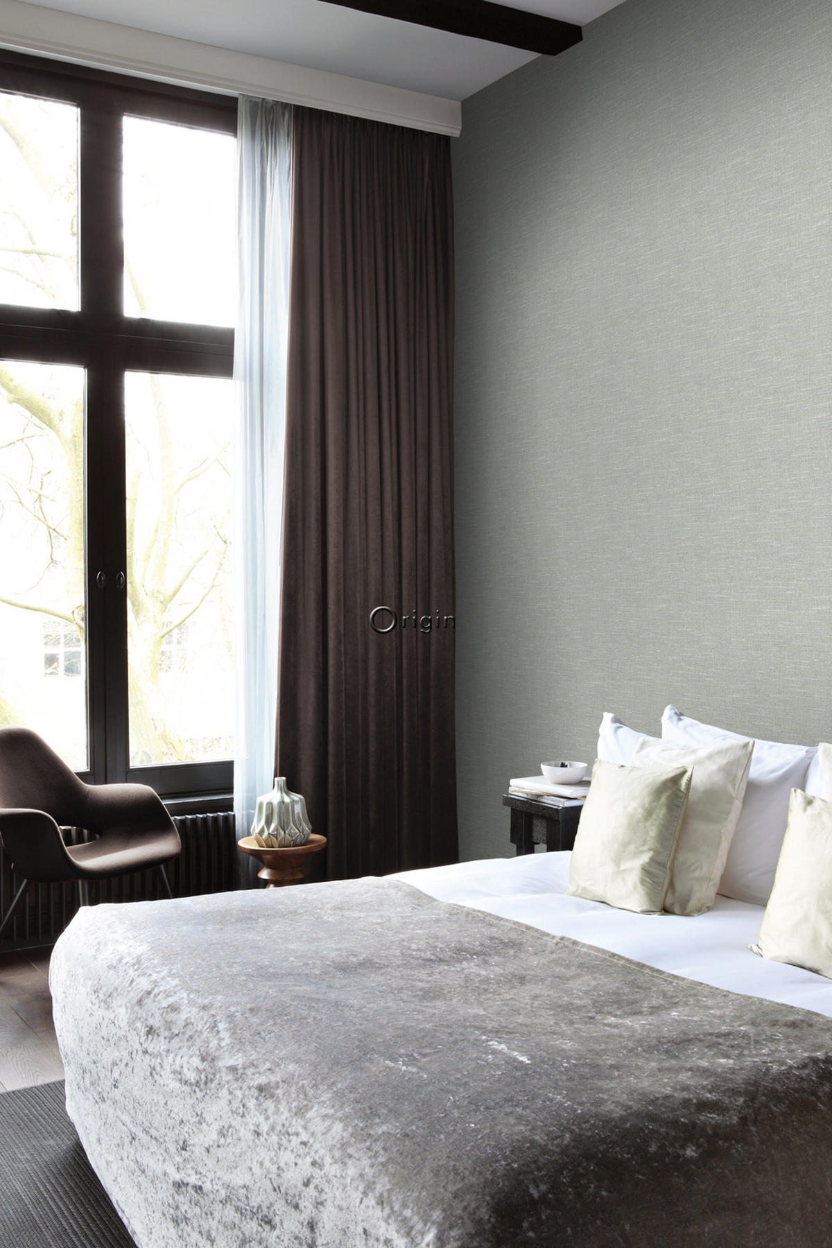 TAPETE Leinen-Optik 53 cm x 10.05 m - Grau, Papier (53/1000cm) - Origin Wallcoverings