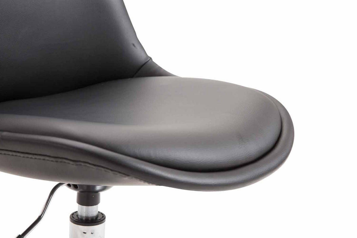 DREHSTUHL Lederlook schwarz - Chromfarben/Schwarz, Textil/Metall (48/76/57cm) - CLP