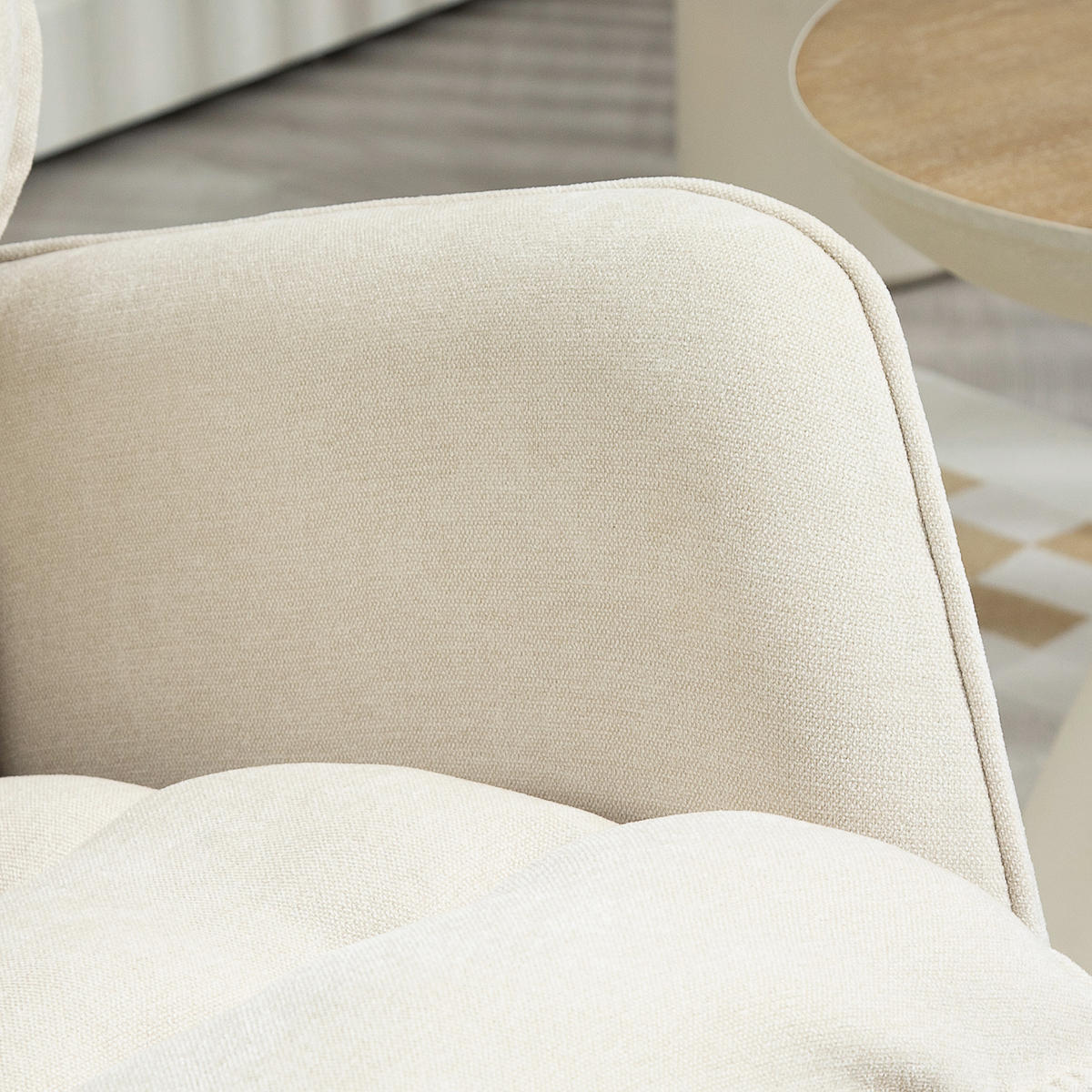 SCHAUKELSTUHL Schwingsessel Armlehnsessel mit Chenilleoptik für Schlafzimmer - Beige/Naturfarben, Holz/Textil (98.5/97/71cm) - HOMCOM