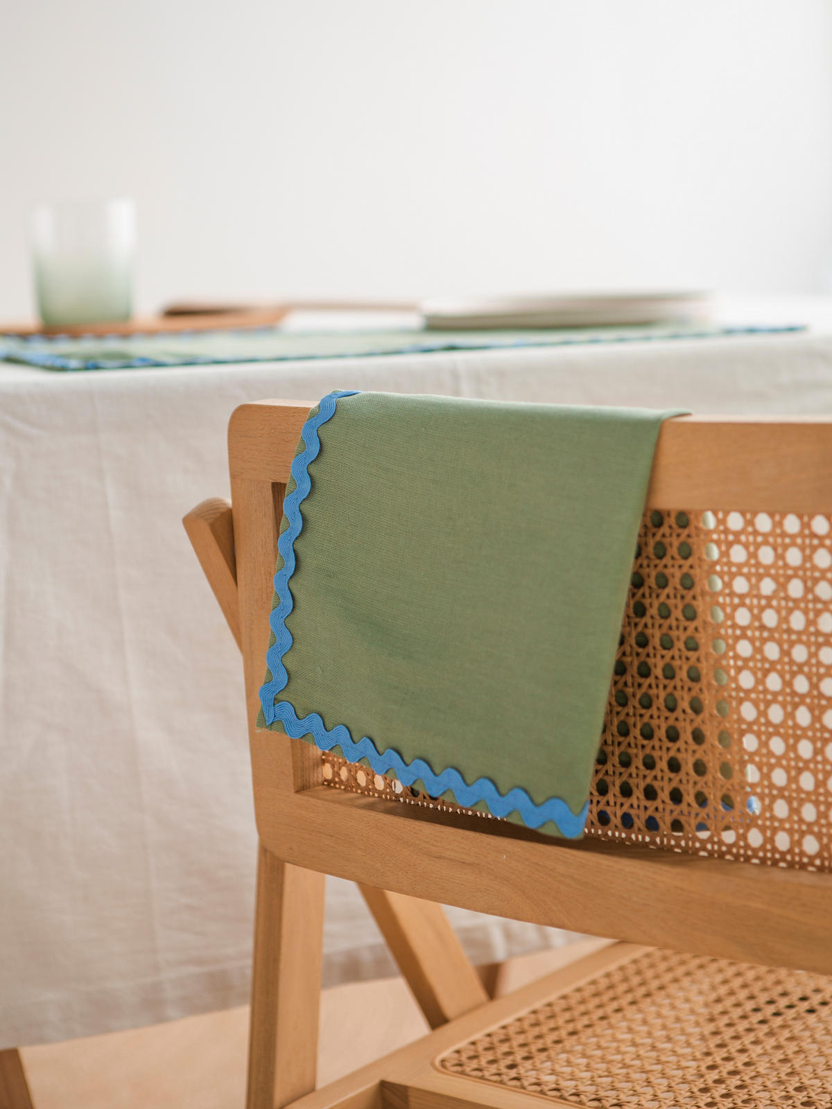 TISCHET 8-teilig, 100% Leinen, türkis und blau SET WAVY - Türkis, Textil (40/130cm) - RNT By Really Nice Things