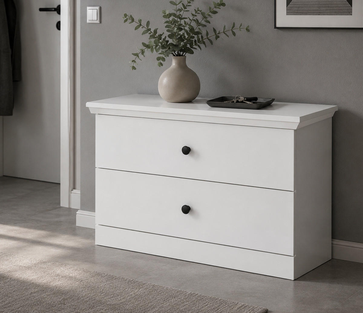GARDEROBENBANK weiß 81 x 49 cm, Sitzbank mit Schubkästen - Silberfarben/Weiß, Holzwerkstoff/Metall (81/49/41cm) - Top.Furn