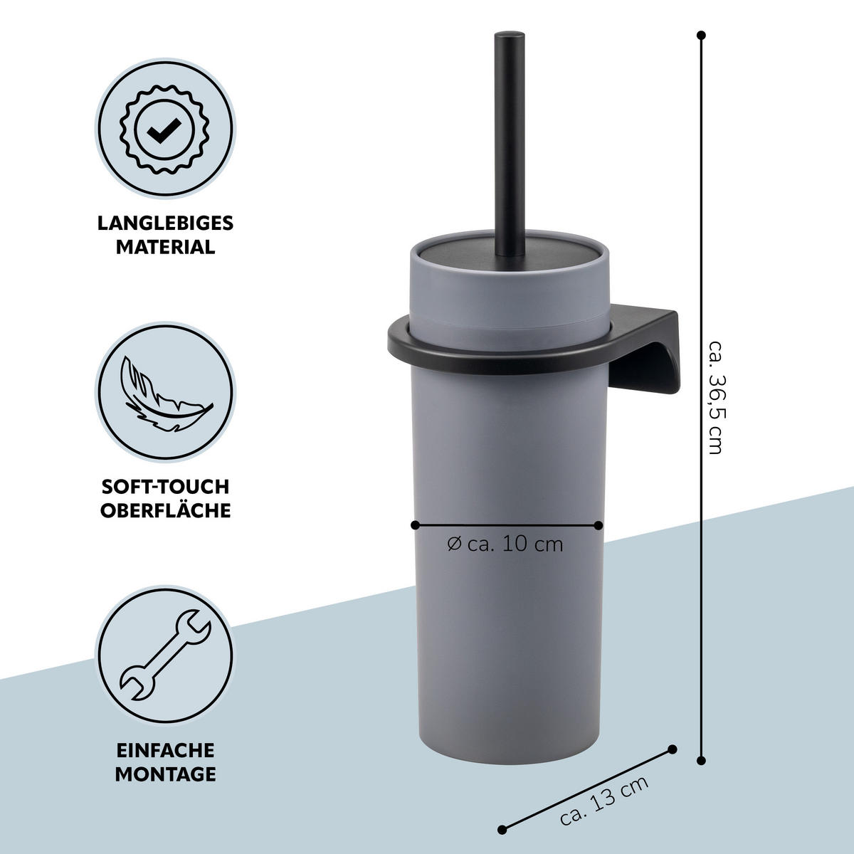 WC-GARNITUR SAVONA, grau, Kunststoff - Grau, Kunststoff (12/36.5/13cm) - bremermann