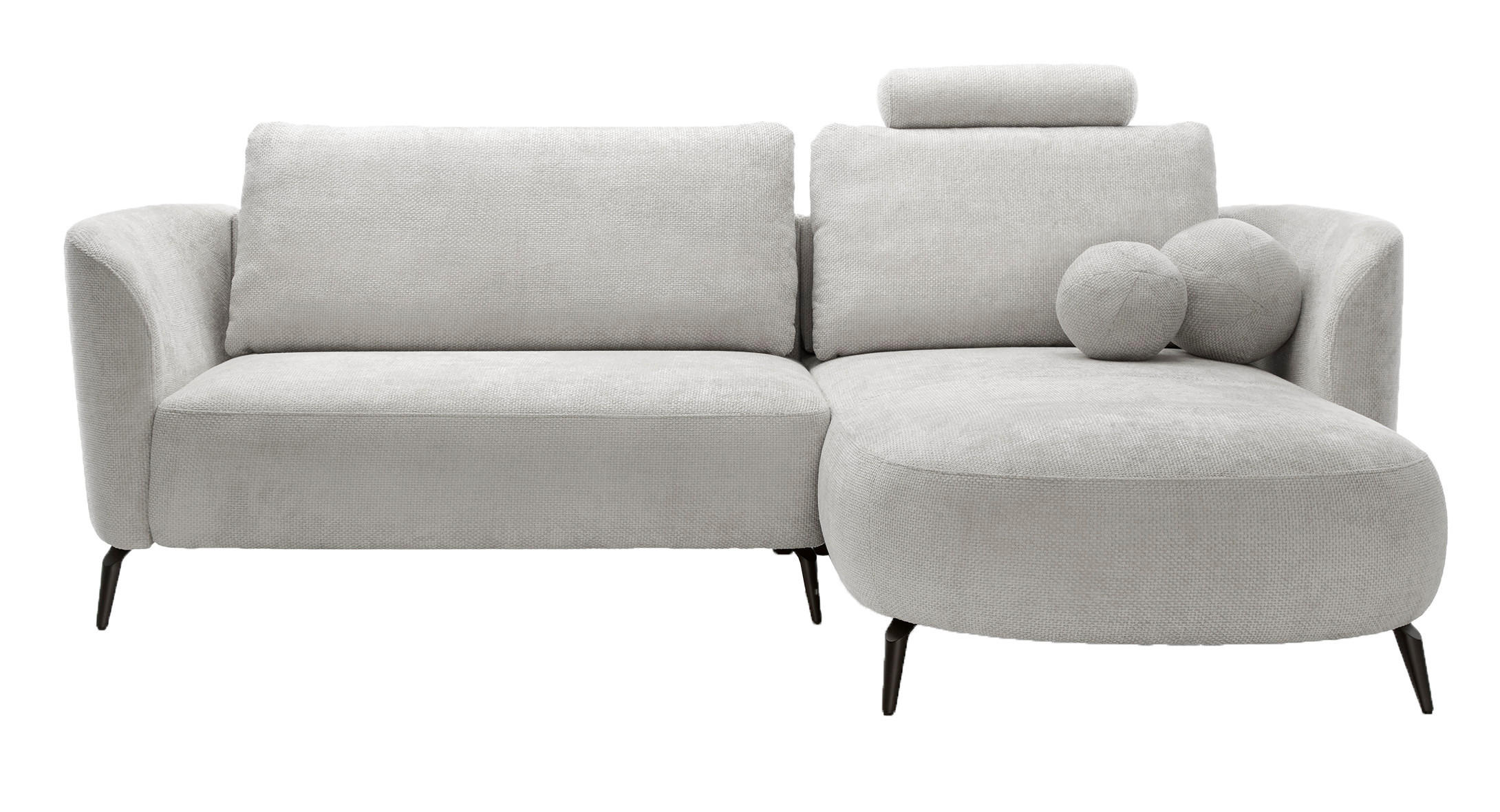 ECKSOFA auf Füßen Kendra 260 cm mit Schlaffunktion, Rechts, Hellgrau - Hellgrau, Holz (180/260cm) - Emporius