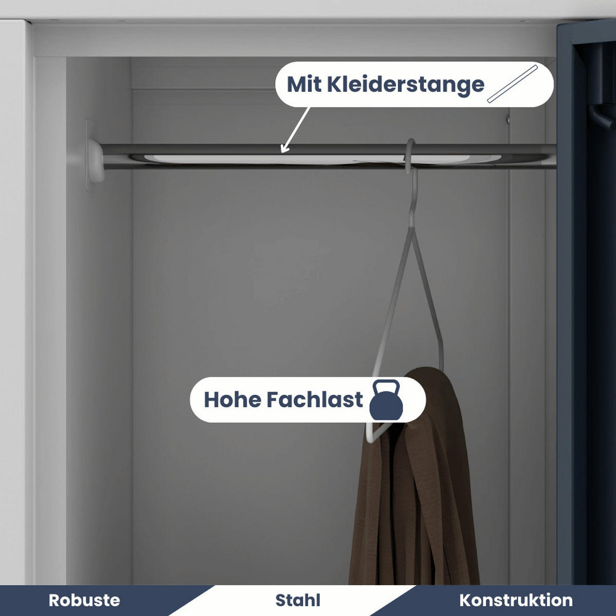 UMKLEIDESCHRANK Spind TOKIO 6 Abteile 185x90x45cm Grau-Blau-Anthrazit - Grau, Metall (90/185/45cm) - DELUKE