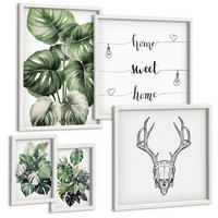 BILDER SET 5er Set - 50x50 cm & 20x30 cm & 40x60 cm Weißer Rahmen - Ausblicke auf Berge, Flüsse und Wasserfälle - Weiß, Kunststoff (40/60cm) - TULUP