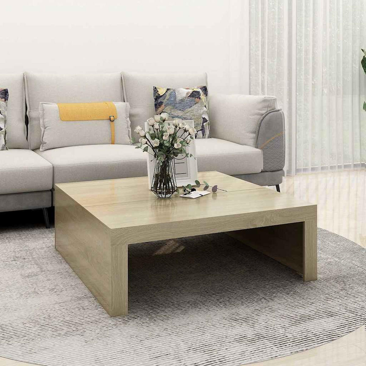COUCHTISCH Sonoma-Eiche 100x100x35 cm Holzwerkstoff - Hellbraun, Holzwerkstoff (100/100/35cm) - furnicato