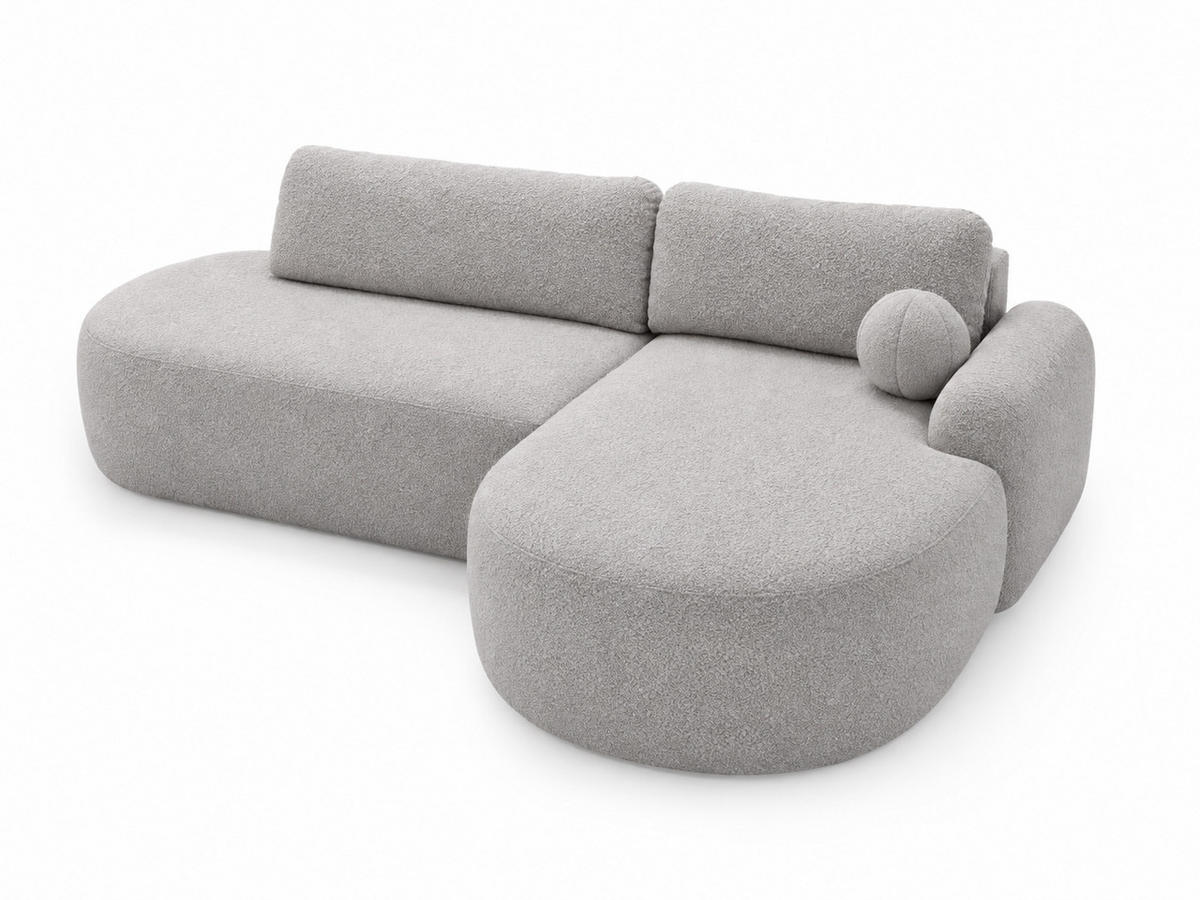 ECKSOFA Aurio O Bouclé-Stoff Grau Rechts - Grau, Holz/Textil (177/271cm) - Graingold