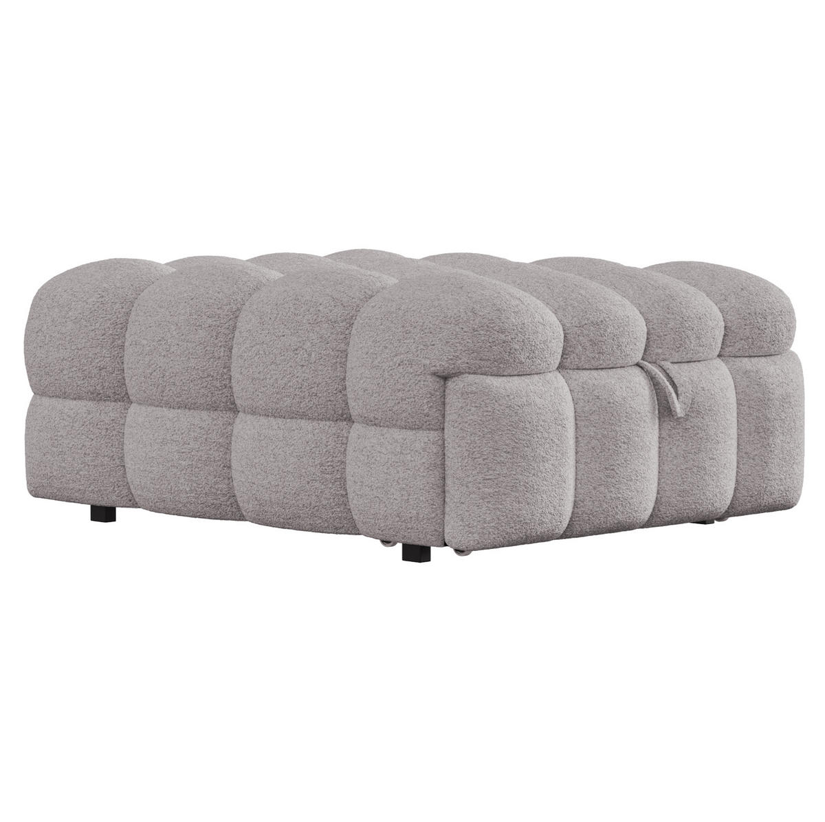 SCHLAFSOFA 183/76/42 cm Grau 2-in-1 Schlafsofa aus Teddy-Stoff mit Fußhocker - Grau, Textil (76/42/183cm) - OKWISH
