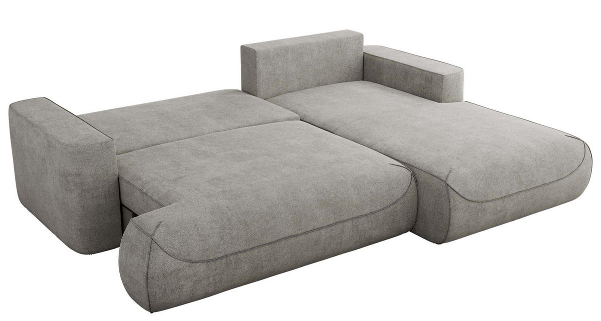 ECKSOFA OVO L Hellgrau Struktur - Rechts Seite - Hellgrau/Schwarz, Kunststoff/Textil (195/271cm) - MKS