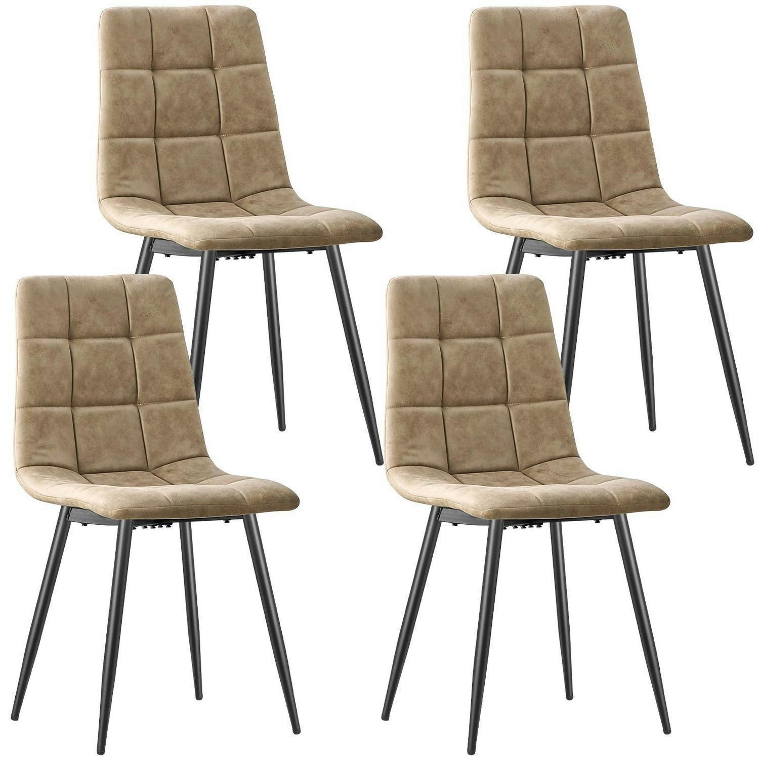 ESSZIMMERSTUHL 4er Set Mikrofaser-Kunstleder Gelblich Braun - Braun, Kunststoff (41.5/88/43cm)