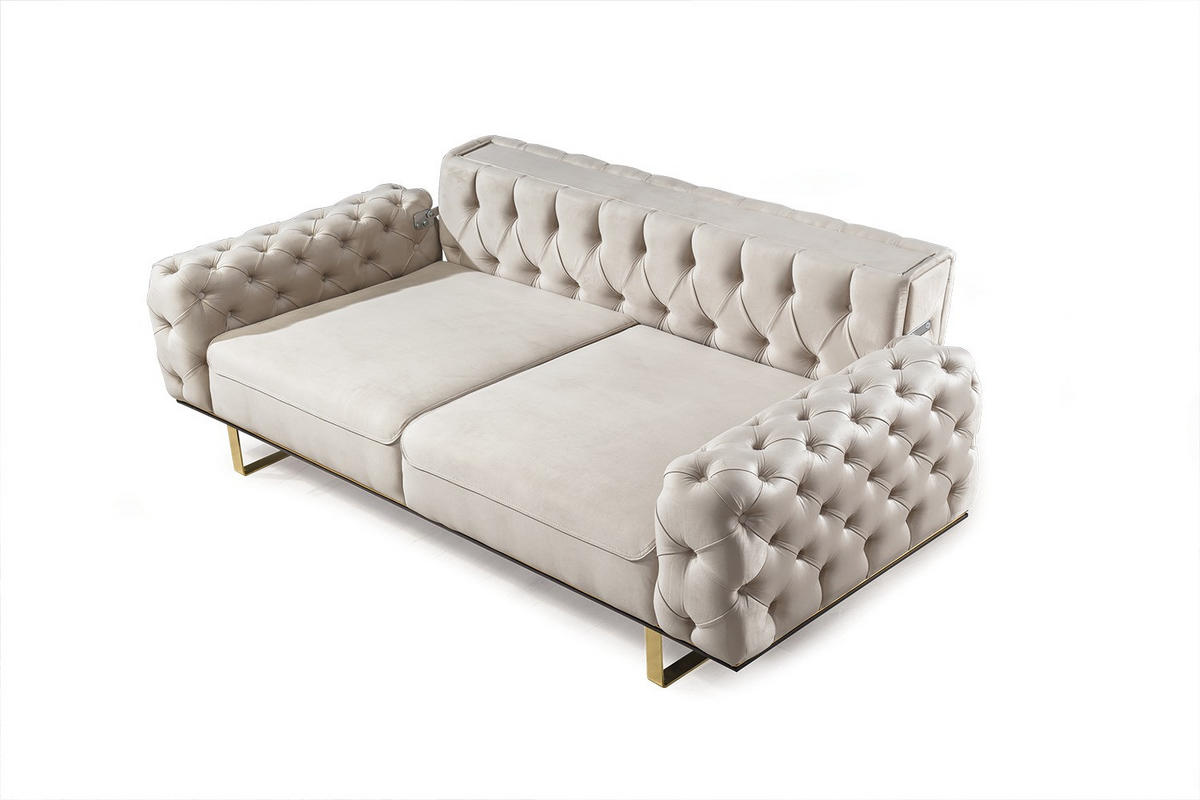 SITZGARNITUR Roma Beige Stellvariante:3+1+1 - Beige, Holz (240/81/103cm) - Villa Möbel