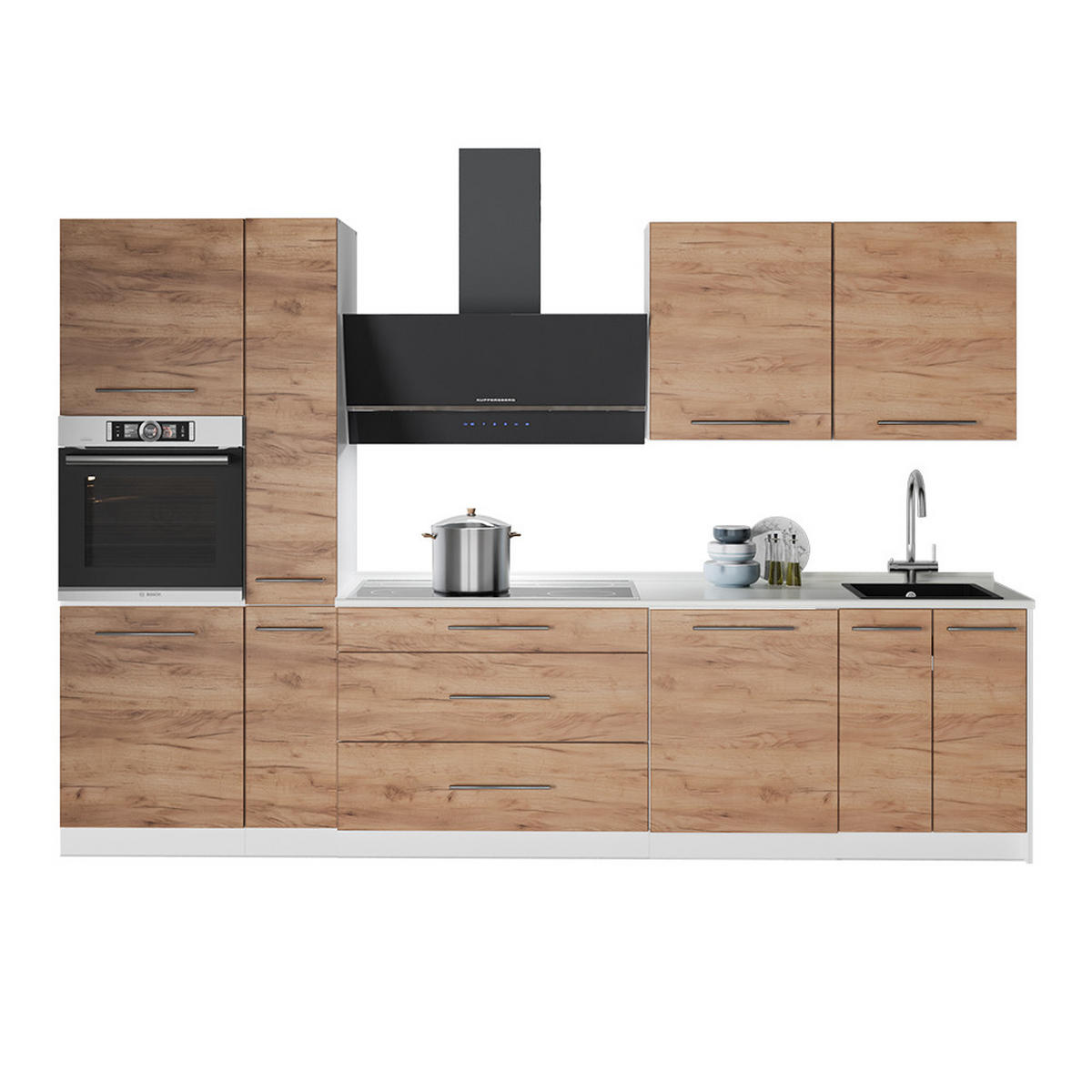 CHICINETĂ Fame-Line, Stejar auriu, 310 cm, AP Stejar - stejar miere/alb, compozit lemnos (310/206.8/60cm) - Vicco