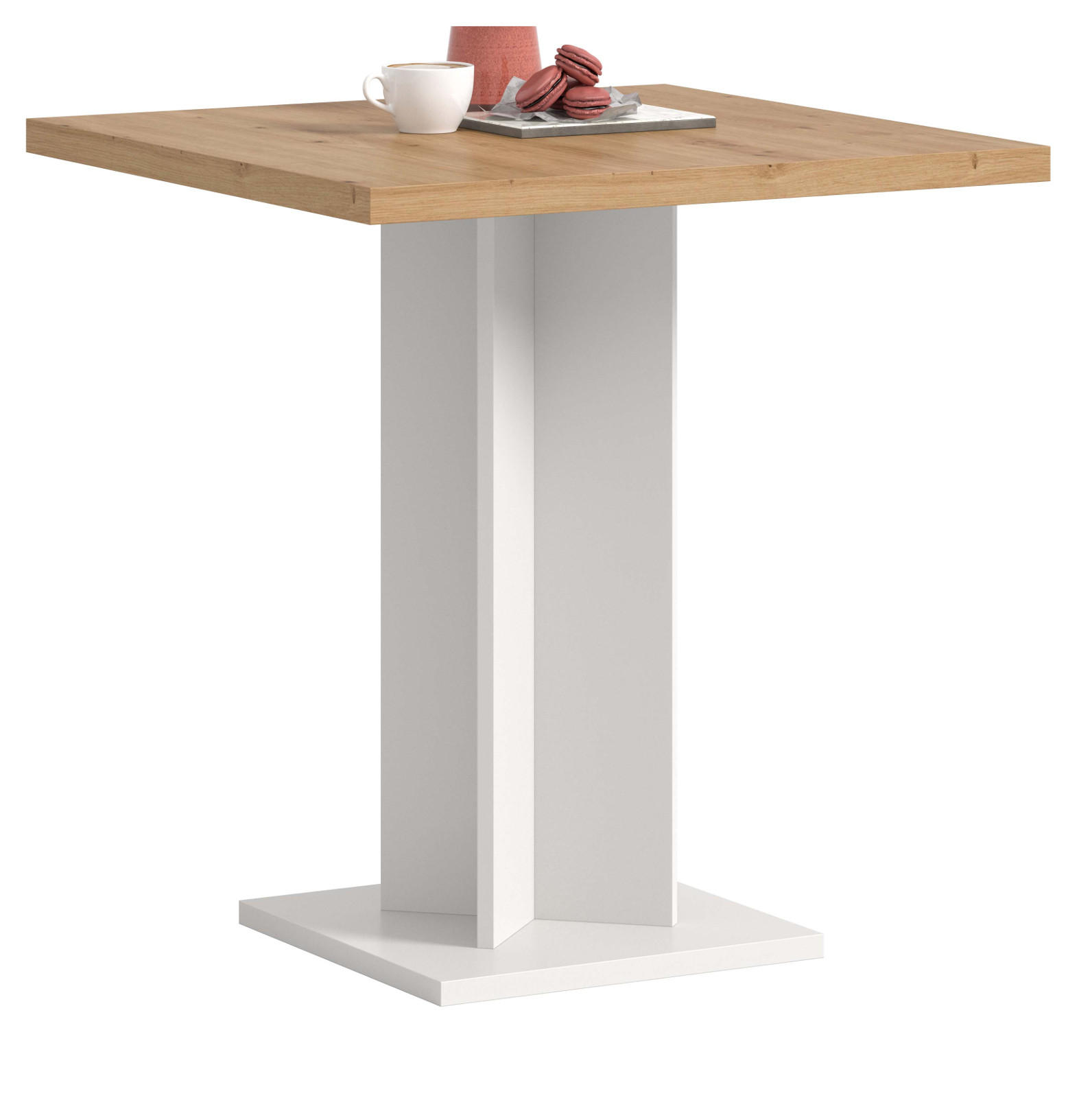 ESSTISCH Eiche Artisan, weiß 70 x 70 cm, Küchentisch quadratisch - Eiche Artisan/Weiß, Holzwerkstoff (70/70/76cm) - Inn.Furn
