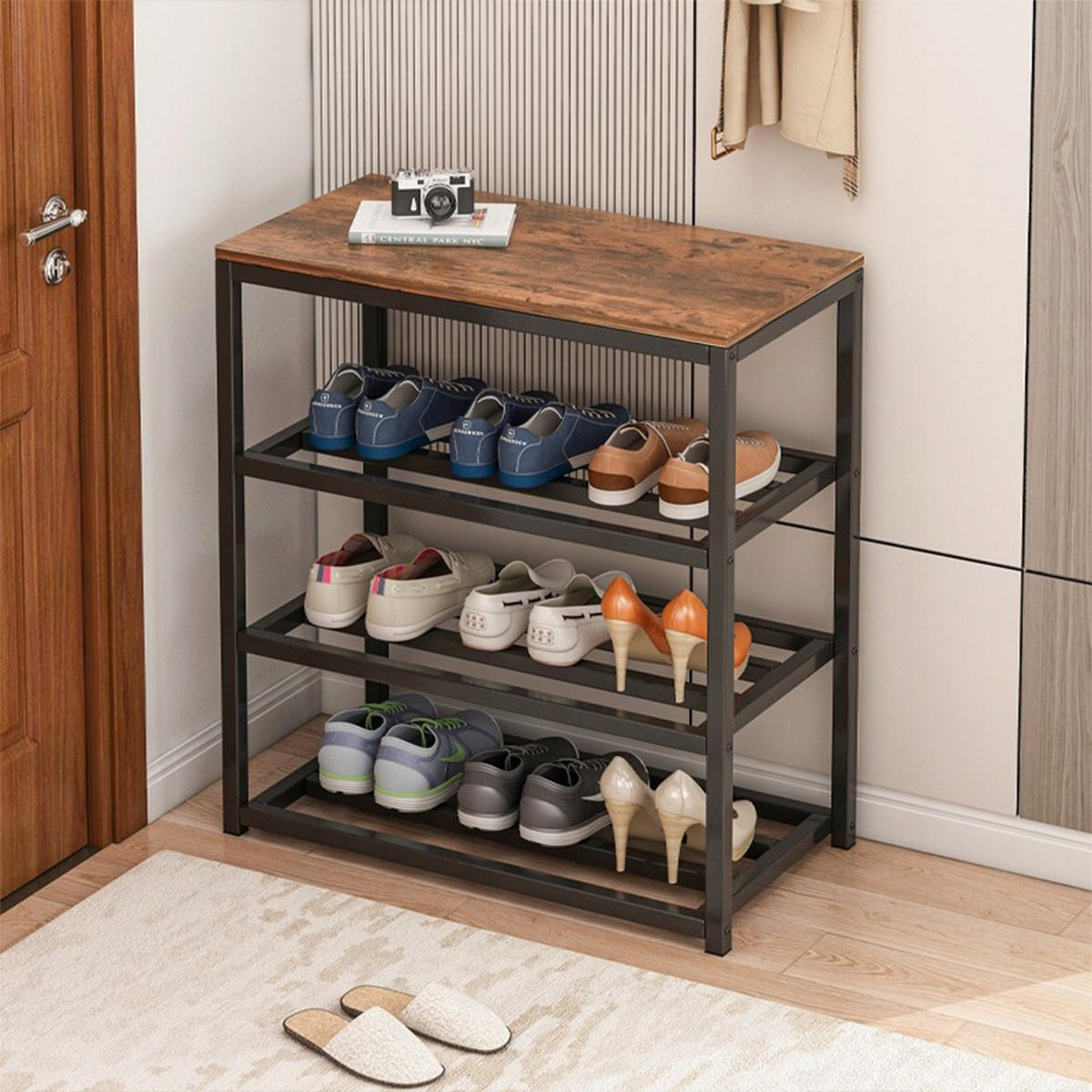 SCHUHSCHRANK, braun 50/30/60 cm - Schwarz/Braun, Holzwerkstoff (50/60/30cm) - Rebiko