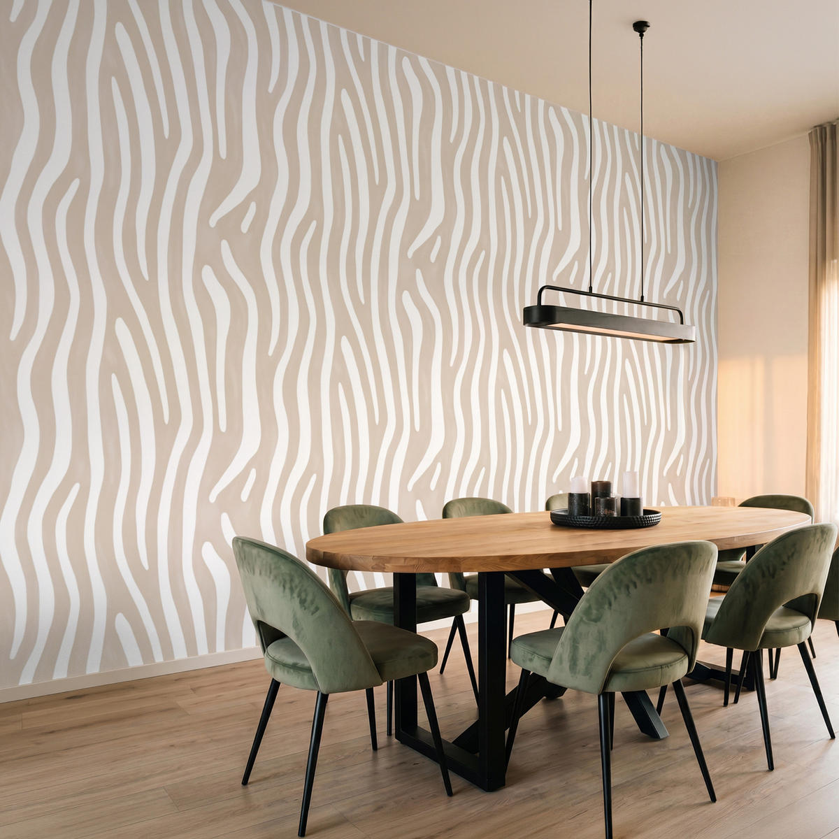 TAPETE - Abstrakt - Zebra - Beige - 450x240 cm - Beige, Papier (450/240cm) - OnlyWow