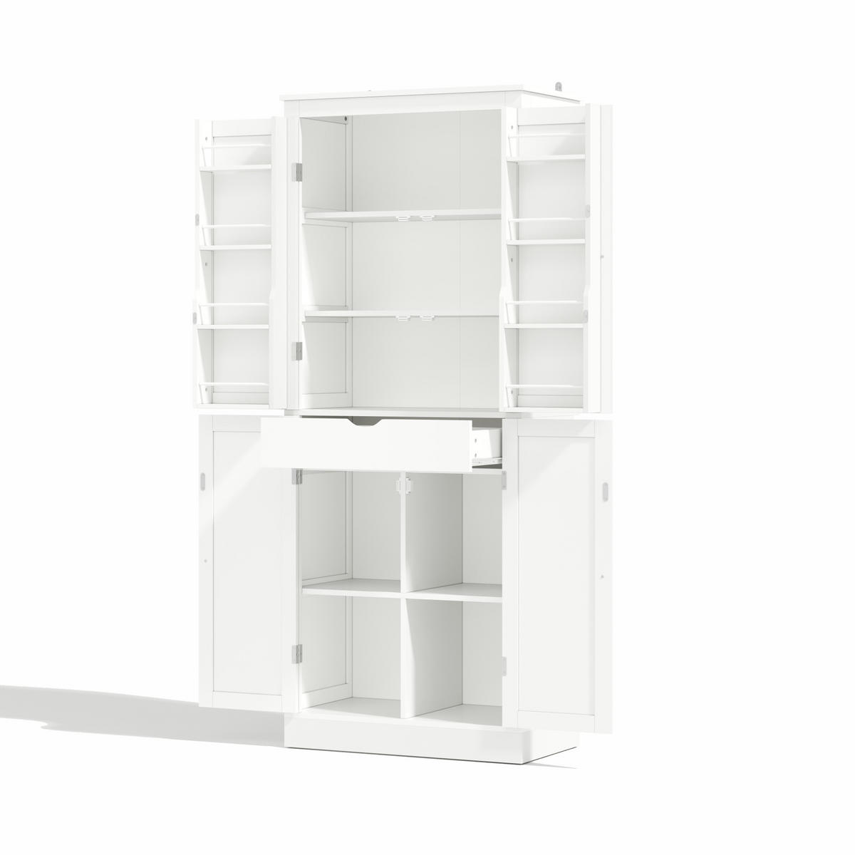 DONJI kuhinjski element od MDF-a, 75/40/182 cm bijeli, s policama i unutarnjom ladicom - bijela, drvni materijal (75/180/40cm) - BEAOK