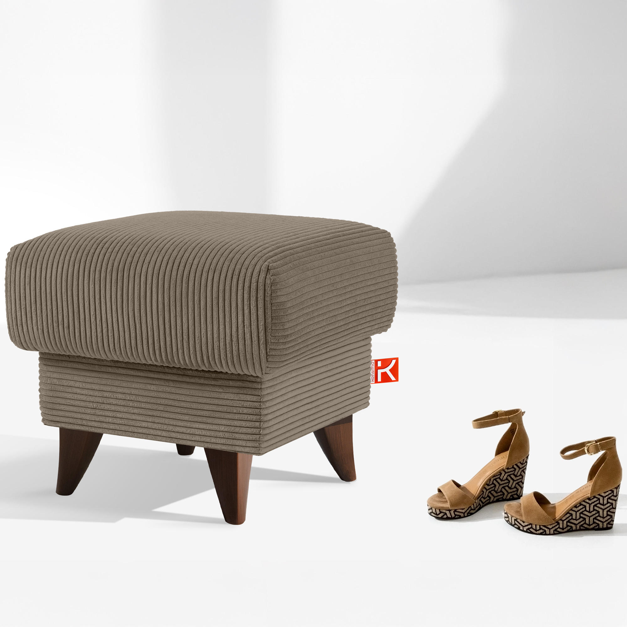 FUẞSTÜTZE GUSTAVO II, Beige - Beige/Braun, Holz/Holzwerkstoff (53/49/53cm) - KONSIMO®