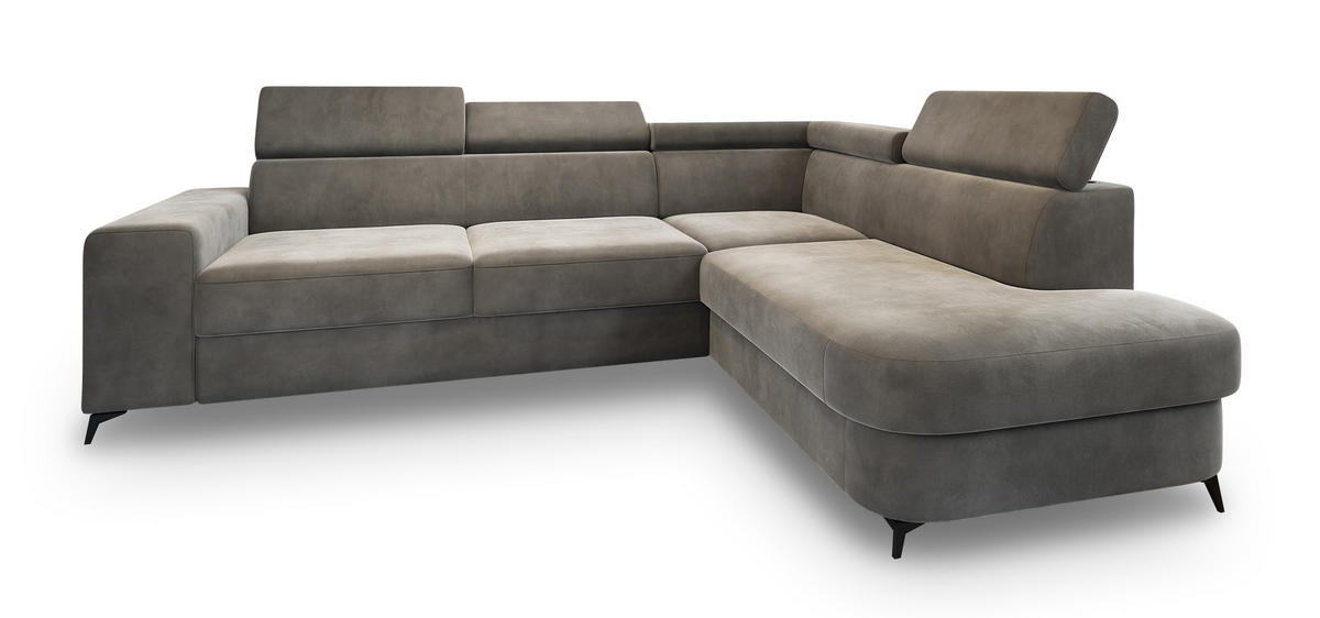 ROHOVÁ SEDAČKA ALVORO šedá - šedá/černá, kov/dřevo (253/190cm) - MASSENO