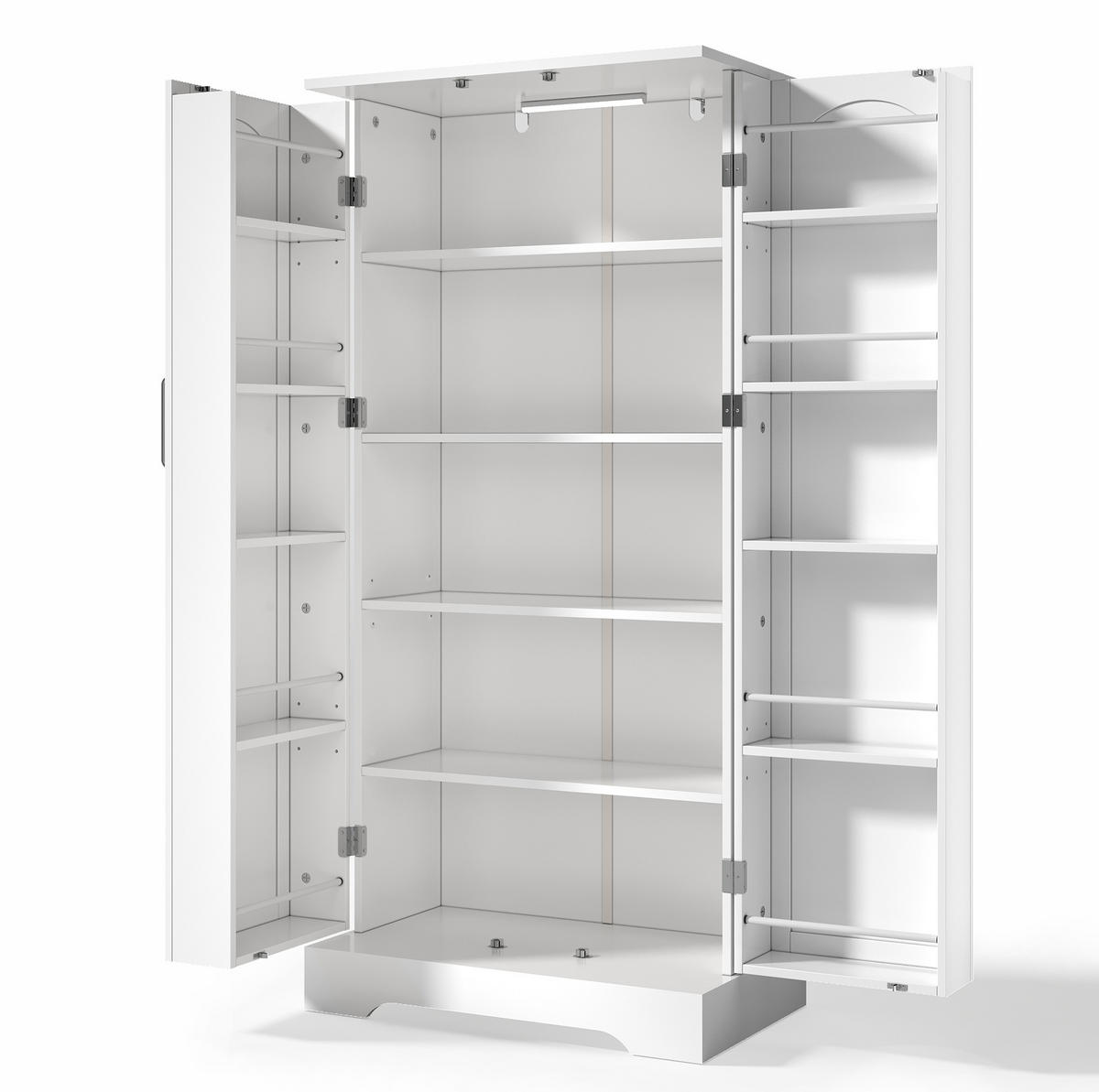 KUHINJSKI ormar 60/35/128 cm bijeli od MDF-a s LED senzorskim svjetlom i podesivim policama - bijela, drvni materijal (60/128/35cm) - OKWISH