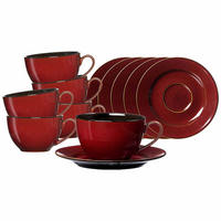 KAFFEETASSEN MIT UNTERTASSEN Gambia rot 220 ml 6er Set - Rot, Keramik (15.5/8/15.5cm) - Ritzenhoff Breker