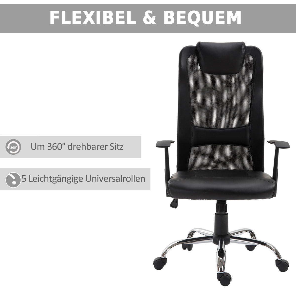BÜROSTUHL Schwarz - Schwarz, Kunststoff/Metall (66/73/118cm) - Jamb