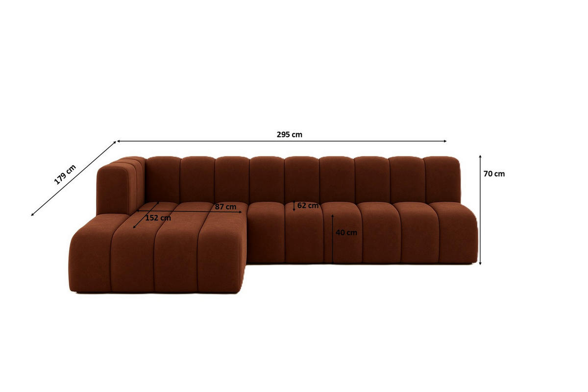 ECKSOFA GRAND L 295 cm, Stoff Salvador, Dunkelbraun, Links - Dunkelbraun, Holz (295/179cm) - Kaiser Möbel