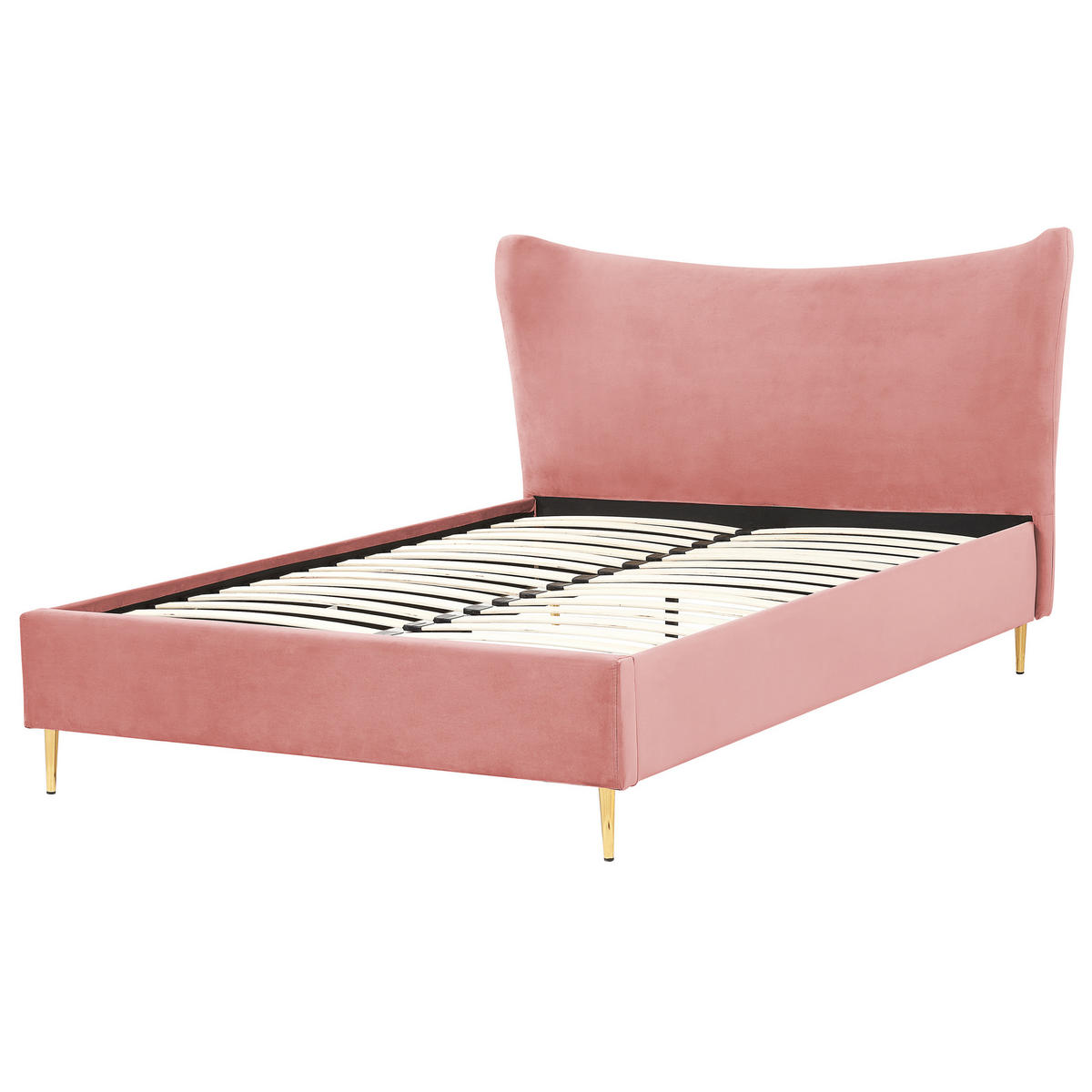 POLSTERBETT 140/200cm Pfirsichrosa Chaleix - Pink, Textil (140/200cm) - Beliani