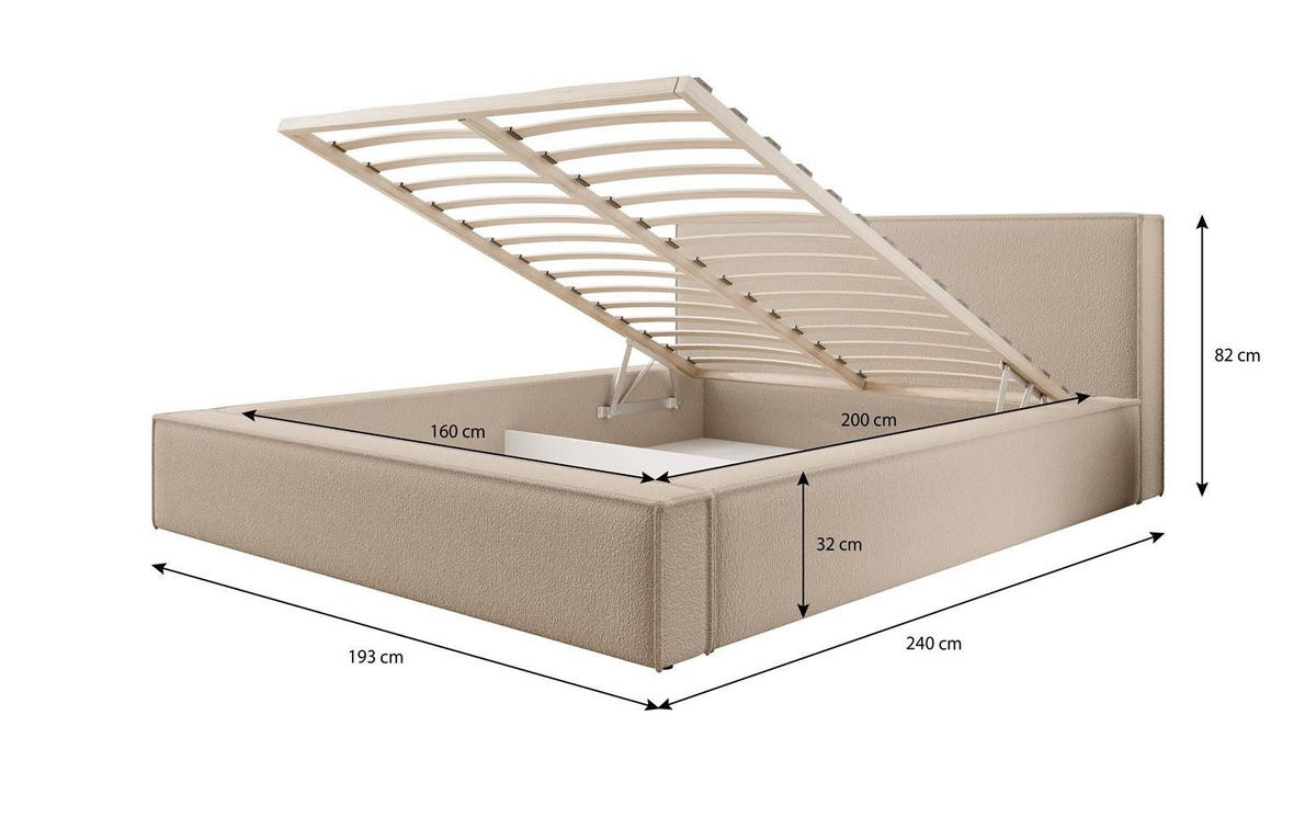 POLSTERBETT ASTA Cord 160x200 Beige - Beige, Holzwerkstoff (160/200cm) - Compleo24