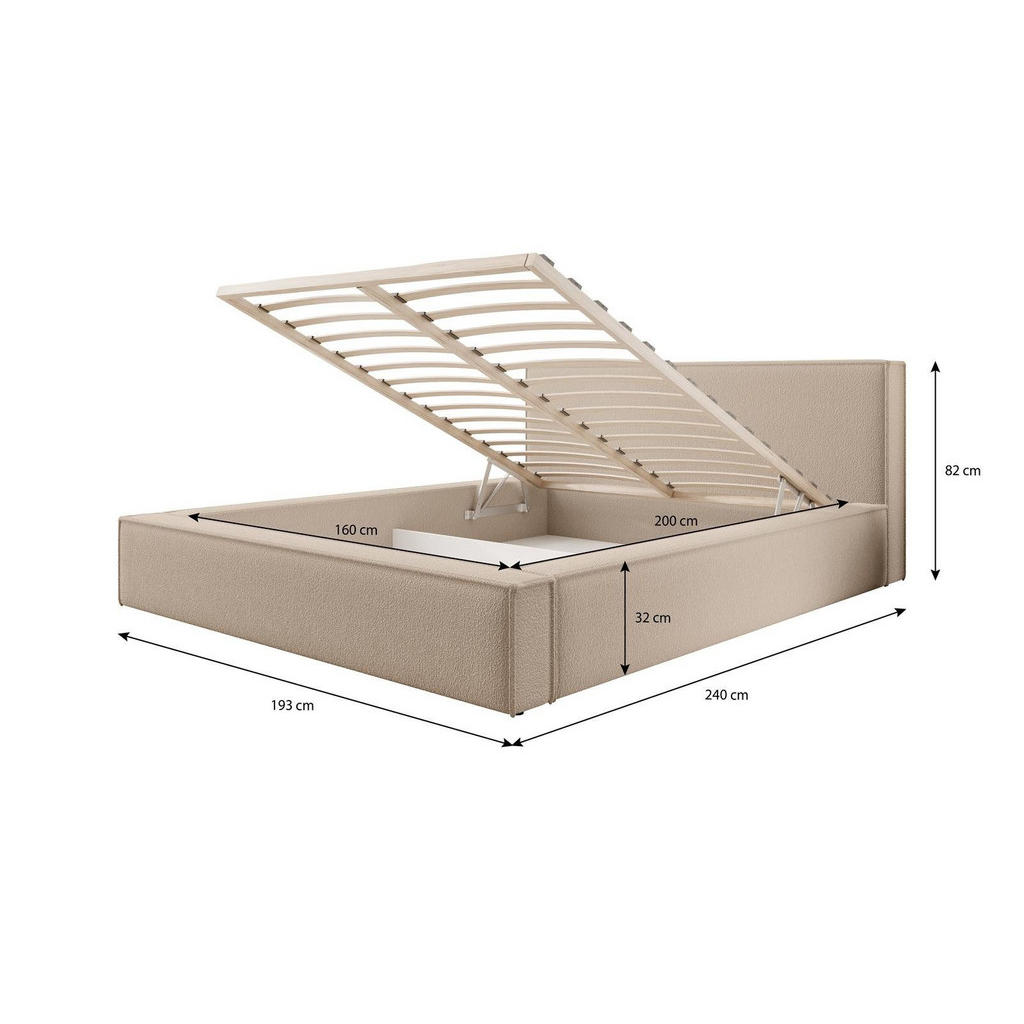 Thumbnail - Compleo24 Polsterbett, Beige, Holzwerkstoff, Rechteckig, 140x200 cm, Schlafzimmer, Betten, Polsterbetten