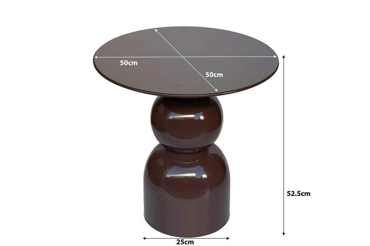 BEISTELLTISCH Wes - Braun - 52.5/49.5/49.5 cm - Braun, Metall (49.5/49.5/52.5cm) - Livingfurn
