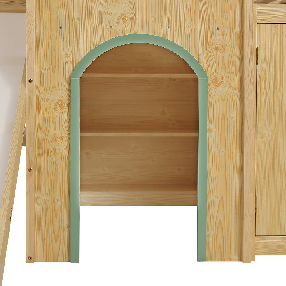 HOCHBETT 90/200 cm DE-32745 mit Rutsche und Stauraum Natur - Naturfarben, Holzwerkstoff (90/200cm) - ComfortXL