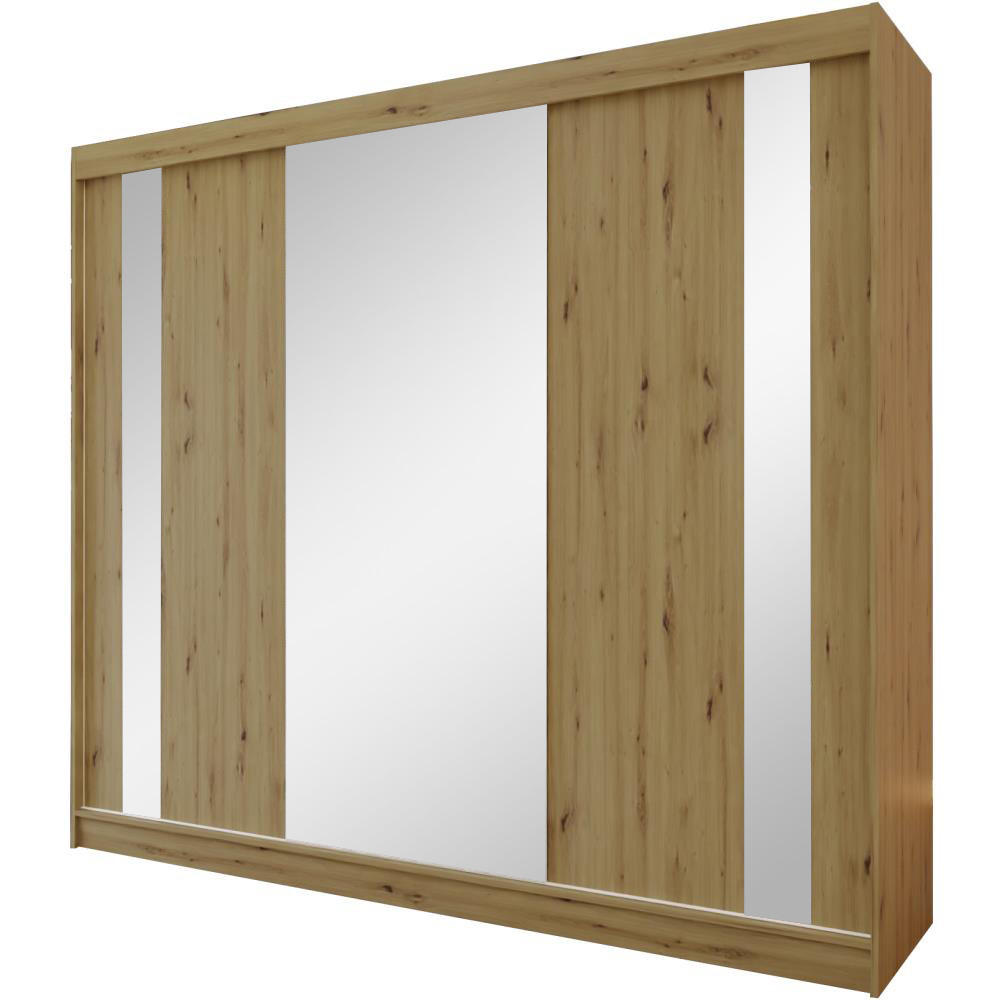 SCHWEBETÜRENSCHRANK Gaja 240/216/61 eiche Artisan mit Spiegel und Schubladeneinsätze - Eiche Artisan, Holzwerkstoff (240/216/61cm) - Beautysofa