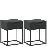 NACHTTISCH RECTUS 2-er Set - Anthrazit/Schwarz, Holzwerkstoff (40/52/39cm) - KONSIMO®