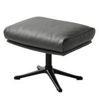 POLSTERHOCKER mit Kreuzfuß - Chromfarben/Grau, Leder/Metall (51/37/41cm) - home24