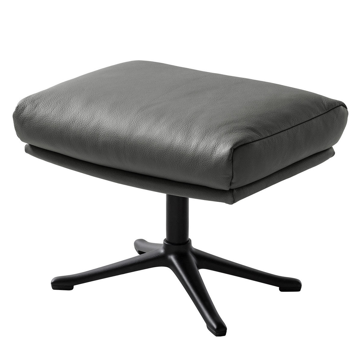 POLSTERHOCKER mit Kreuzfuß - Chromfarben/Grau, Leder/Metall (51/37/41cm) - home24