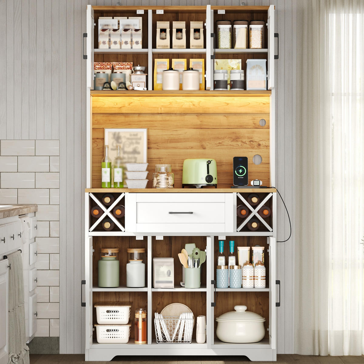 GESCHIRRSCHRANK Naturfarben 105/40/180 - Naturfarben, Holzwerkstoff (105/180/40cm)