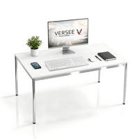 SCHREIBTISCH VST1 140 x 90 cm Weiß – höhenverstellbar - Chromfarben/Weiß, Holzwerkstoff (140/90/75.5cm) - Versee