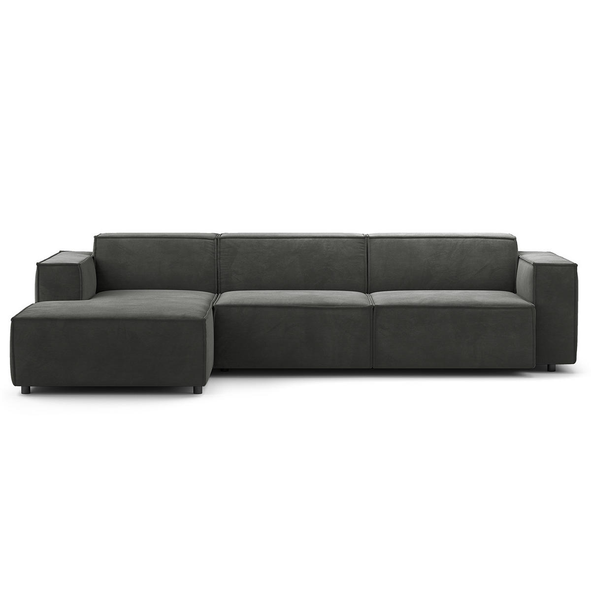 ECKSOFA mit Longchair - Schwarz/Grau, Kunststoff/Textil (294/177cm) - home24