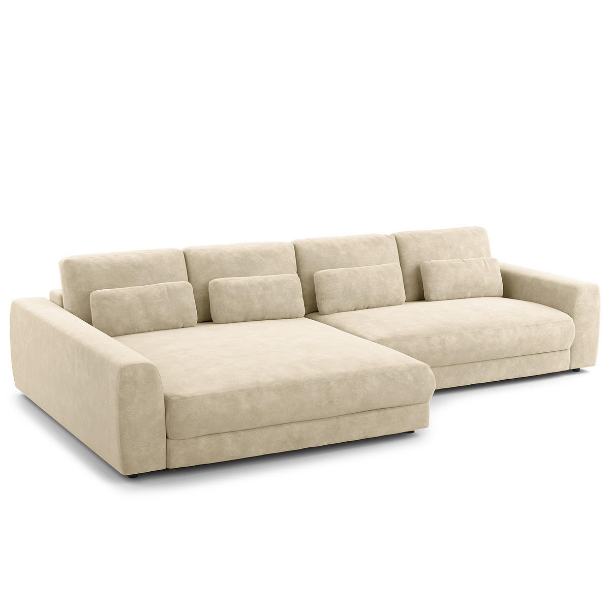 ECKSOFA mit XXL-Longchair - Schwarz/Weiß, Kunststoff/Textil (323/182cm) - home24