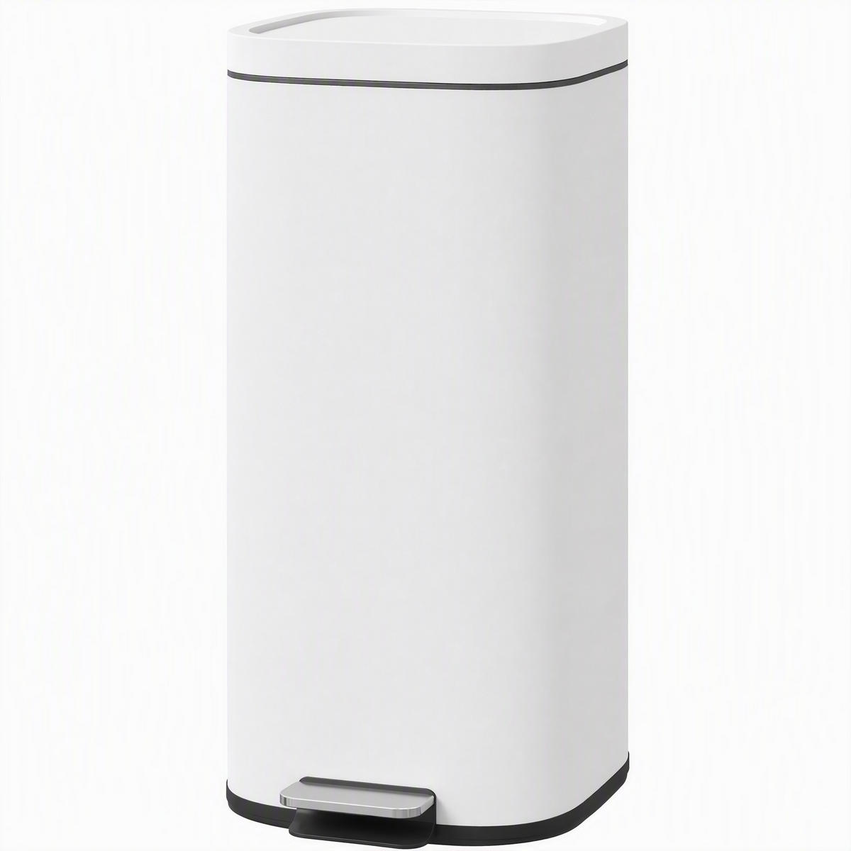 MÜLLEIMER Weiß 36.0/29.0/59.5 cm - Weiß, Metall (29/59.5/36cm) - HOMCOM